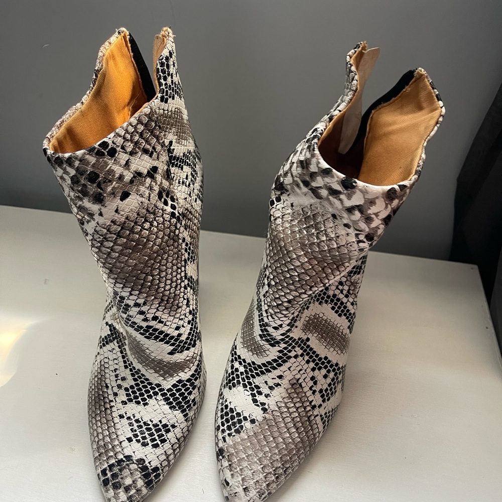 Snake print booties